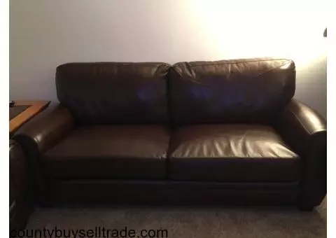 Two Brown Brantley Java Leather Sofas