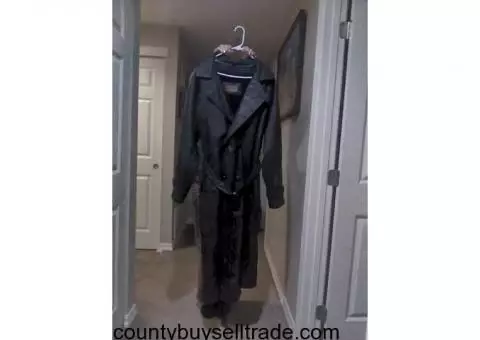 Men's Lined Leather Trenchcoat