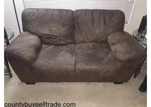 Cocoa Microfiber Couch and Loveseat