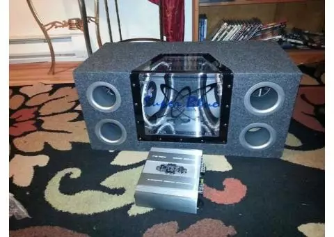 Car amp with 2 12" subs in box